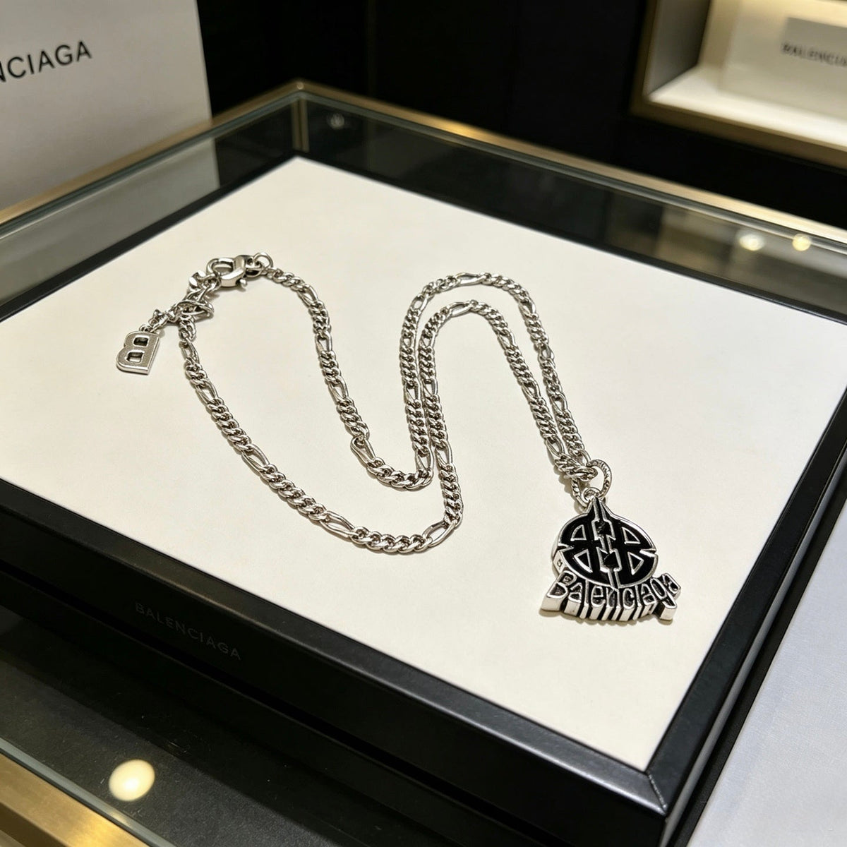 Martin Graham pendant necklace in polished metal-tone – front product view