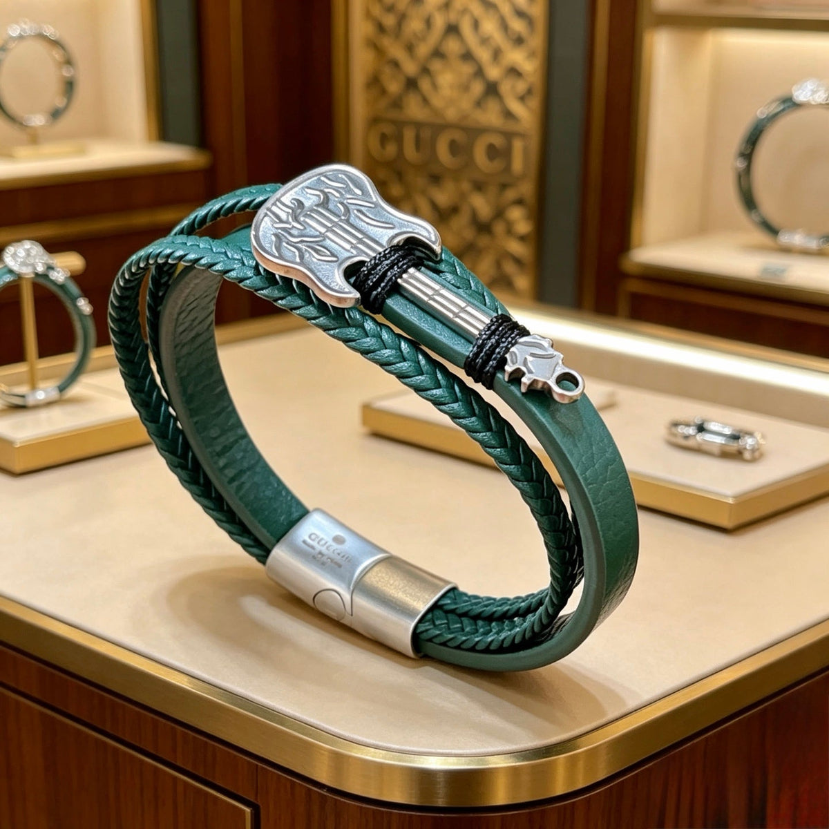 Martin Graham bangle in polished metal-tone – front product view