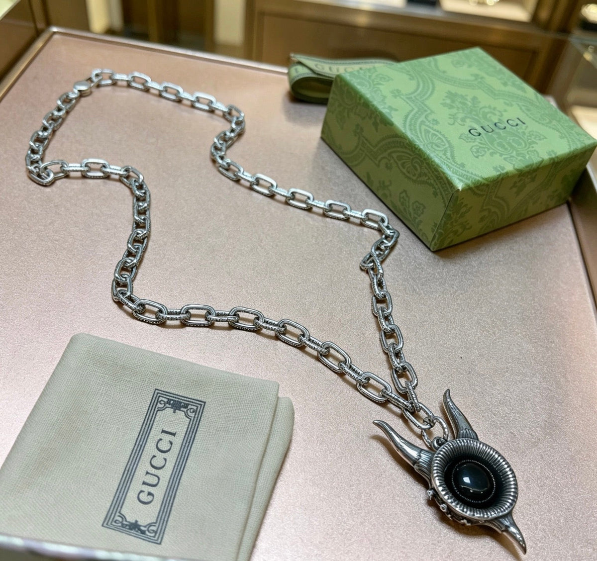 Martin Graham pendant necklace in polished metal-tone – main product view