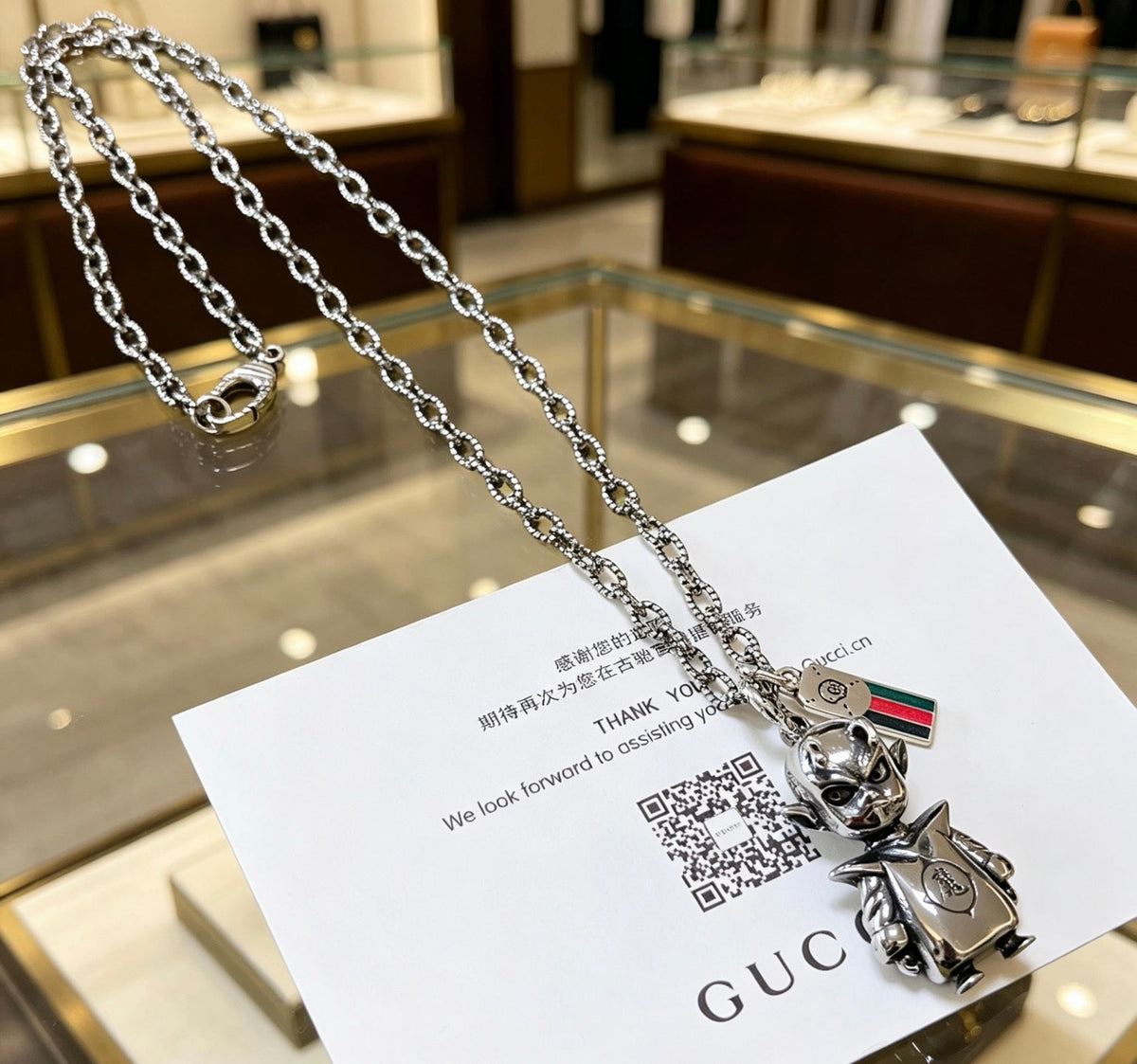 Martin Graham pendant necklace in polished metal-tone – front product view