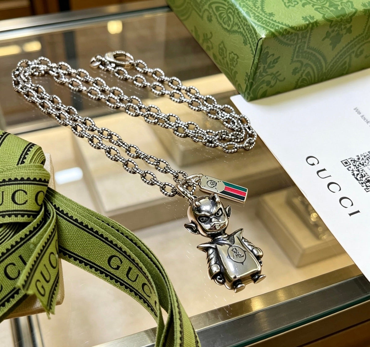 Martin Graham pendant necklace in polished metal-tone – front product view