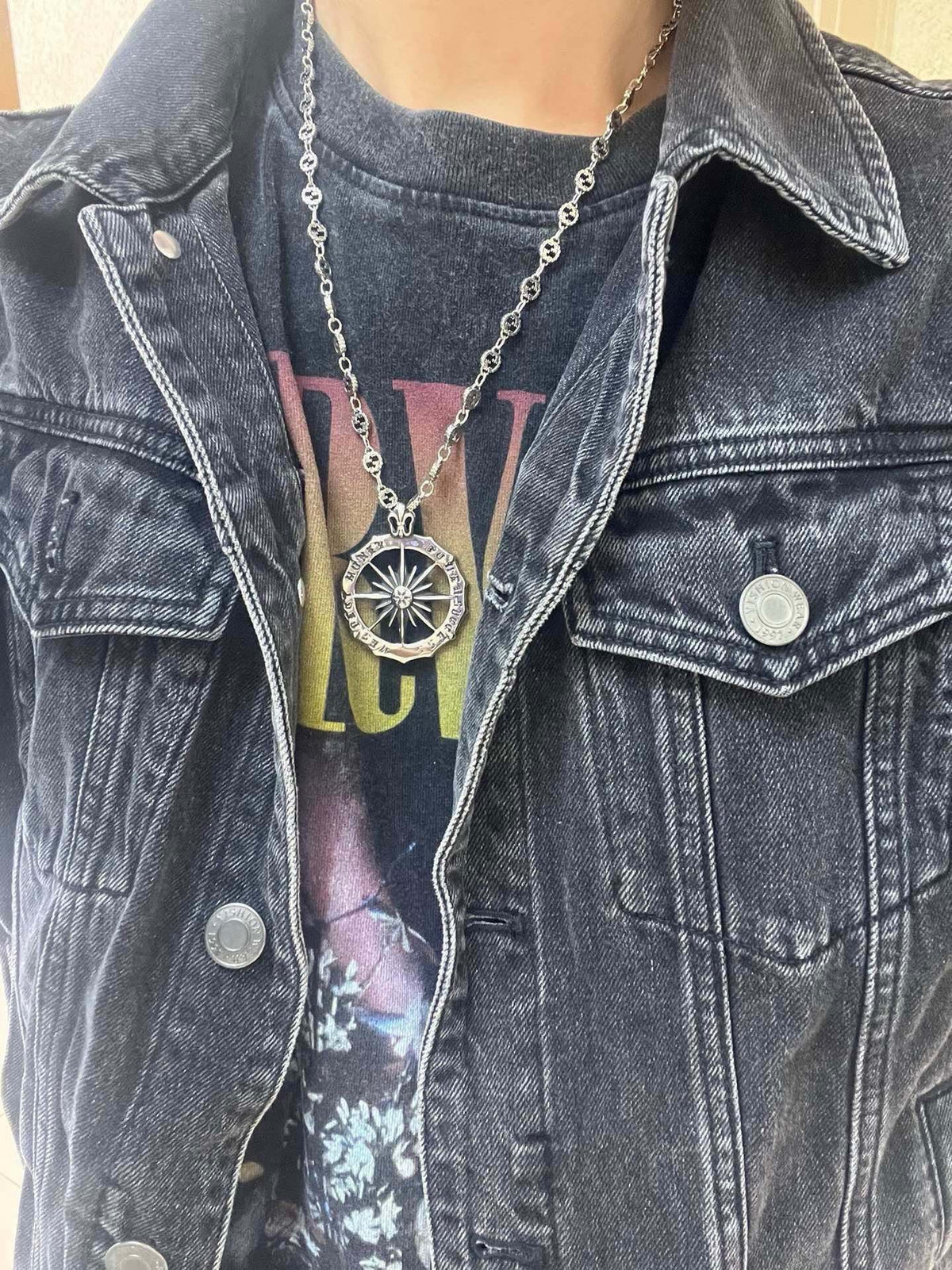 Martin Graham pendant necklace in polished metal-tone – detail view