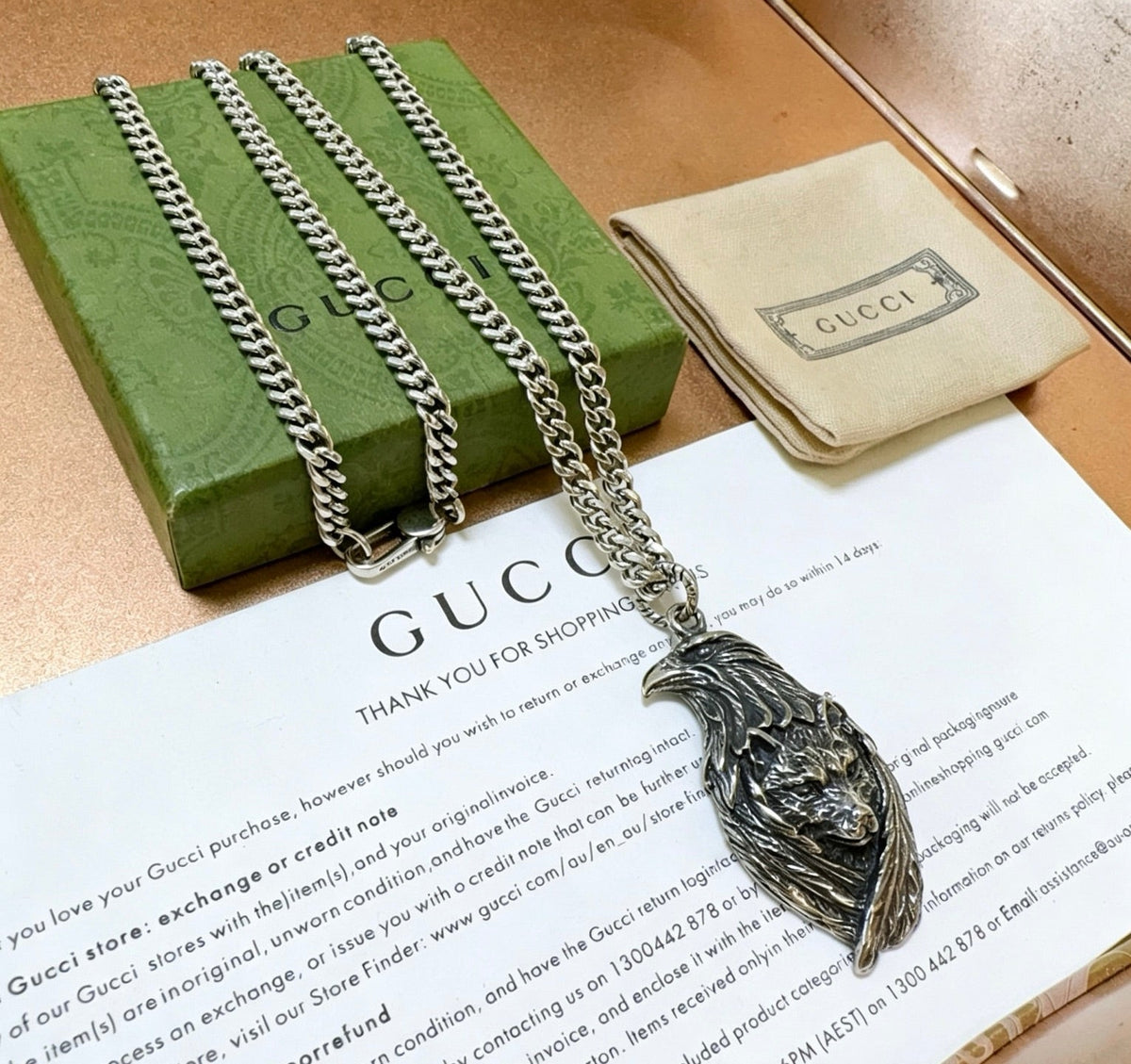 Martin Graham pendant necklace in polished metal-tone – front product view