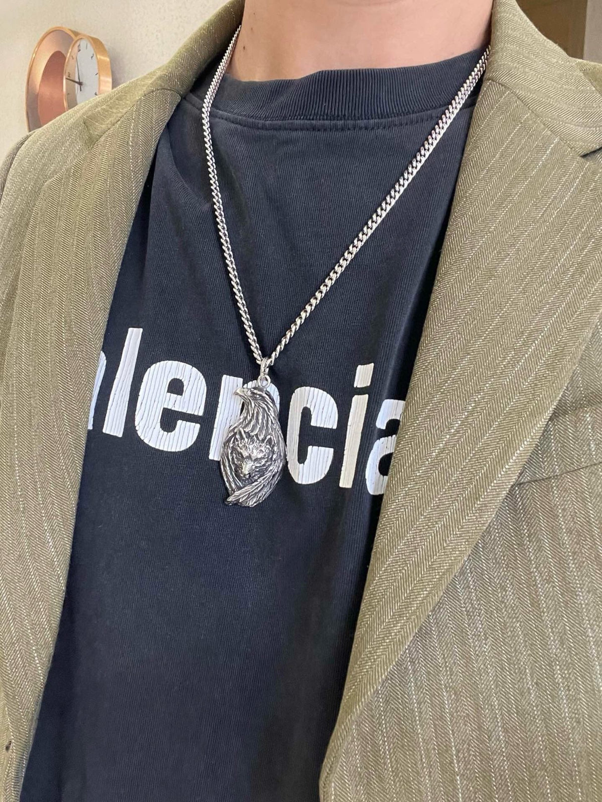 Martin Graham pendant necklace in polished metal-tone – detail view