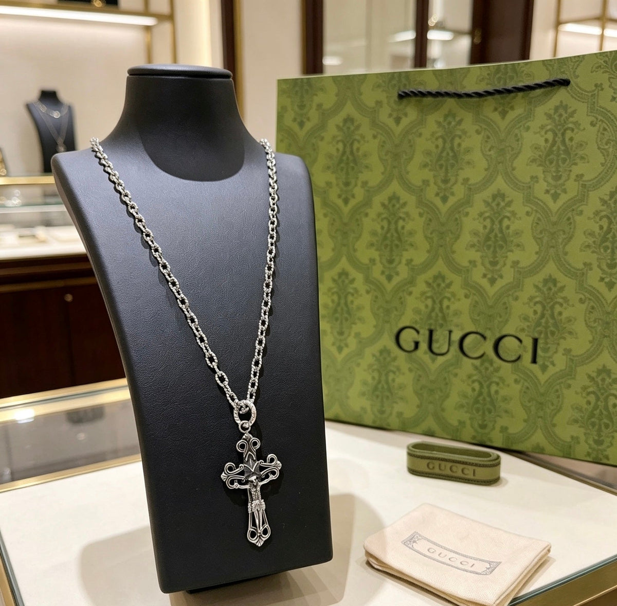 Martin Graham pendant necklace in polished metal-tone – front product view