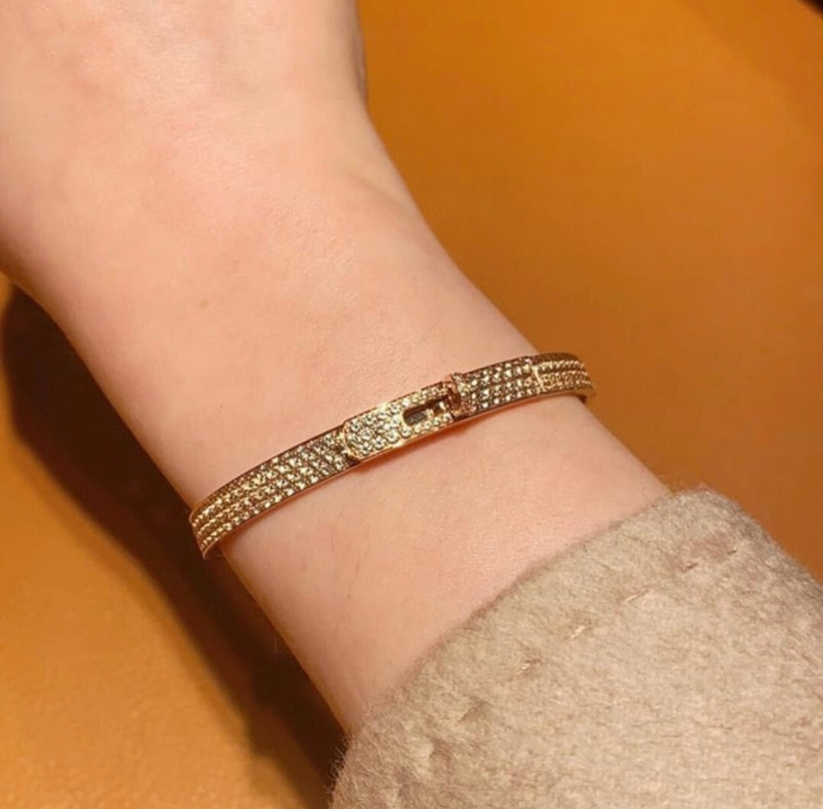 Martin Graham bangle in polished metal-tone – front product view