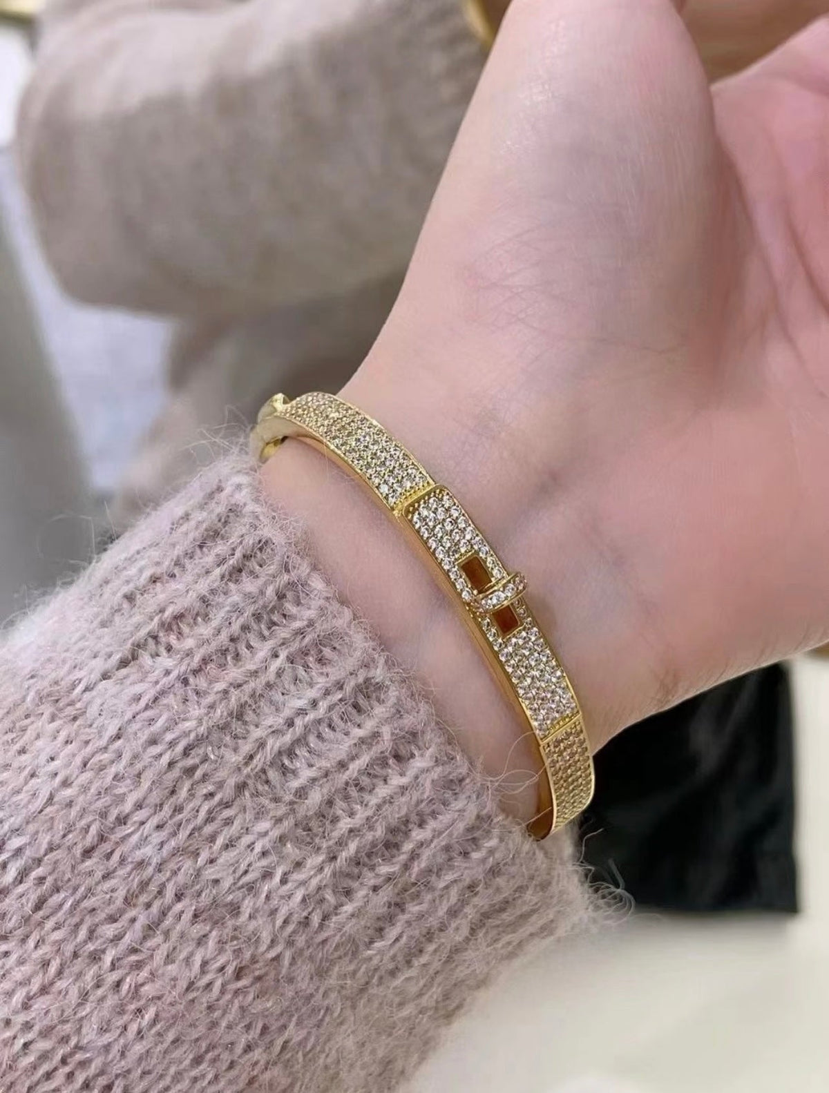 Martin Graham bangle in polished metal-tone – front product view