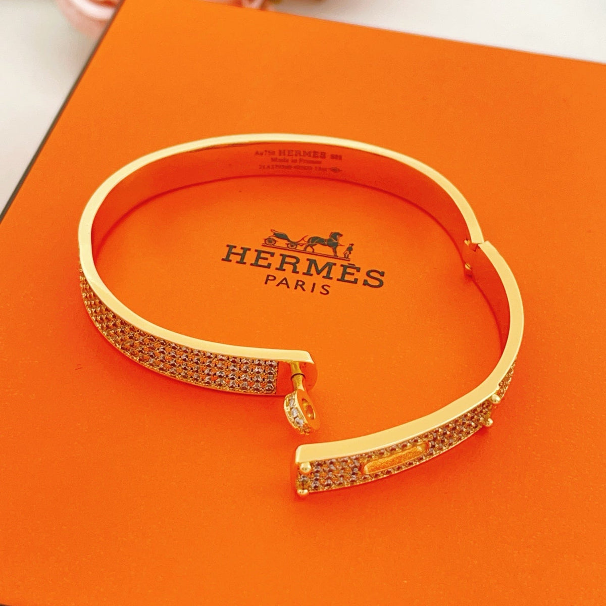 Martin Graham bangle in polished metal-tone – styled product view