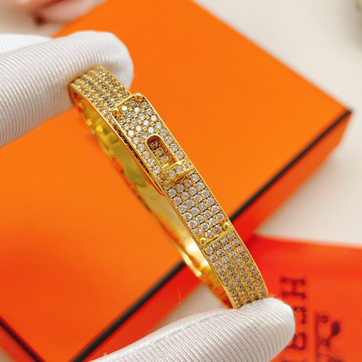 Martin Graham bangle in polished metal-tone – front product view