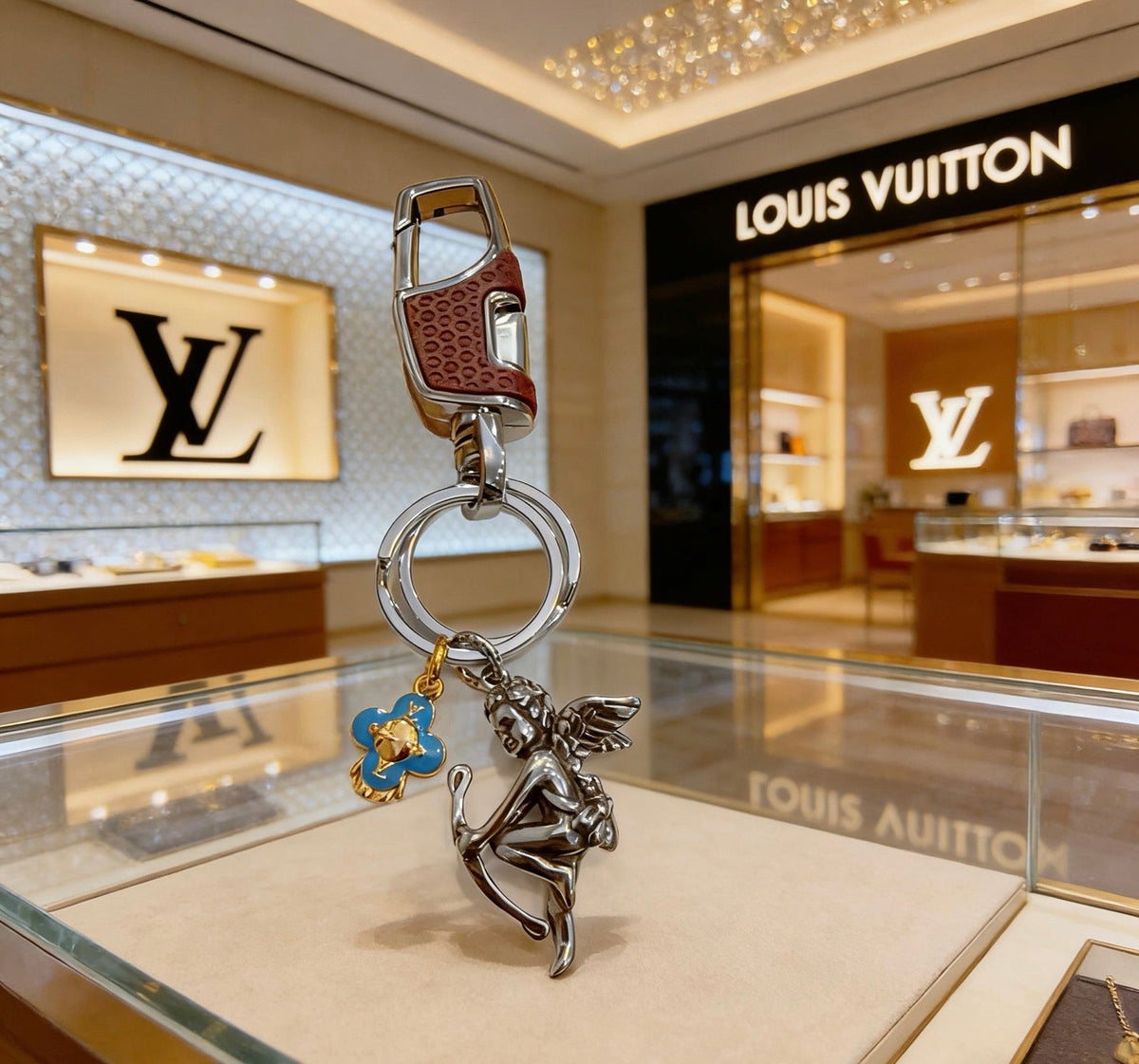 Martin Graham keychain in polished metal-tone – styled product view