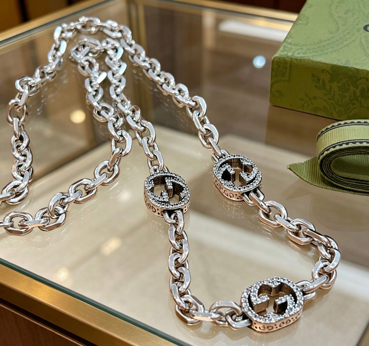 Martin Graham pendant necklace in polished metal-tone – front product view