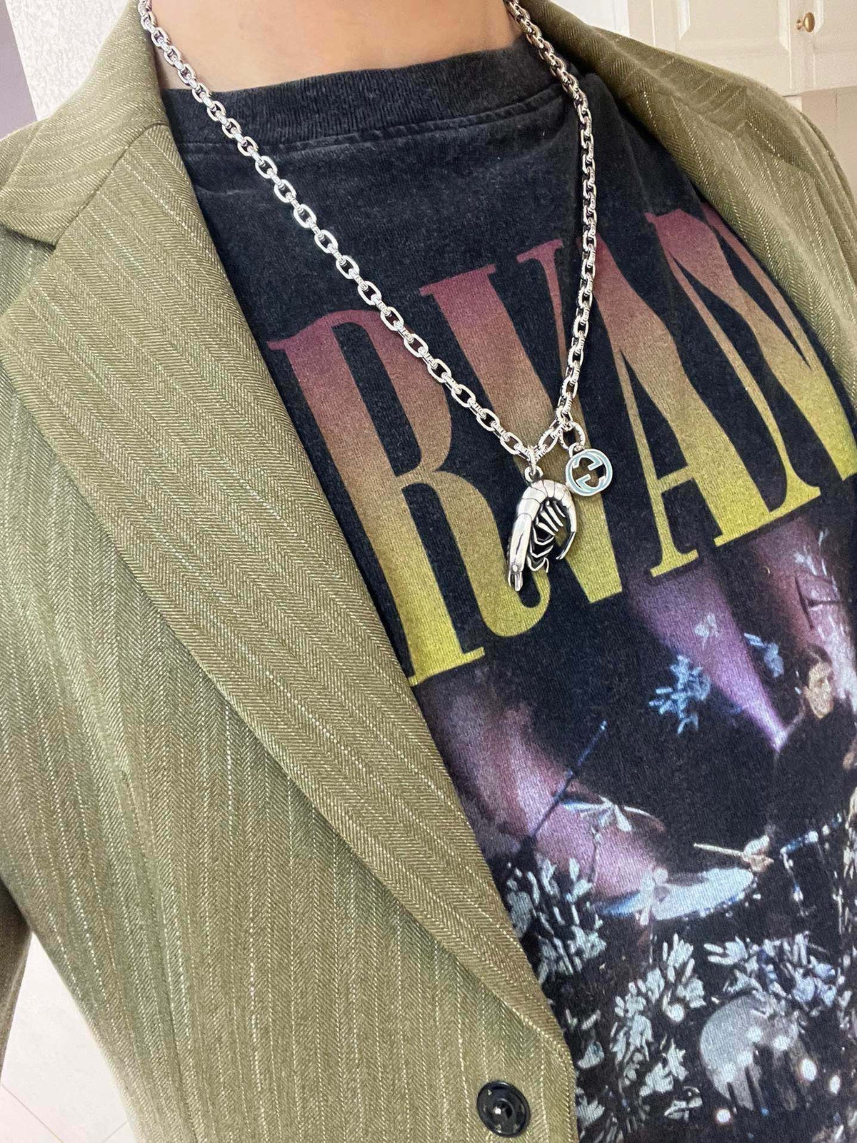 Martin Graham pendant necklace in polished metal-tone – front product view