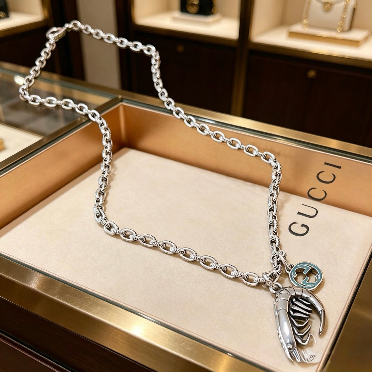 Martin Graham pendant necklace in polished metal-tone – front product view