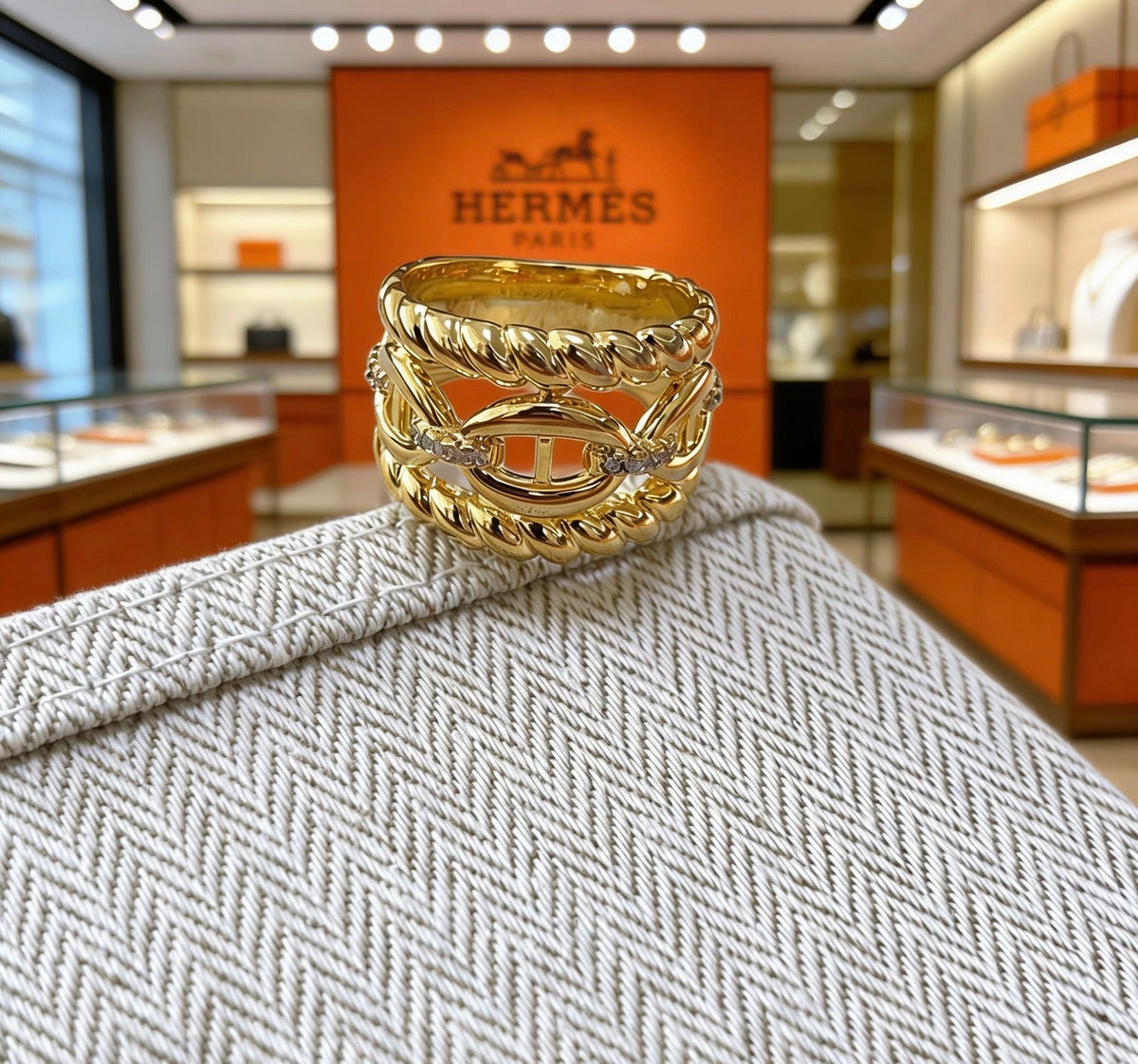 Martin Graham ring in polished metal-tone – close-up detail