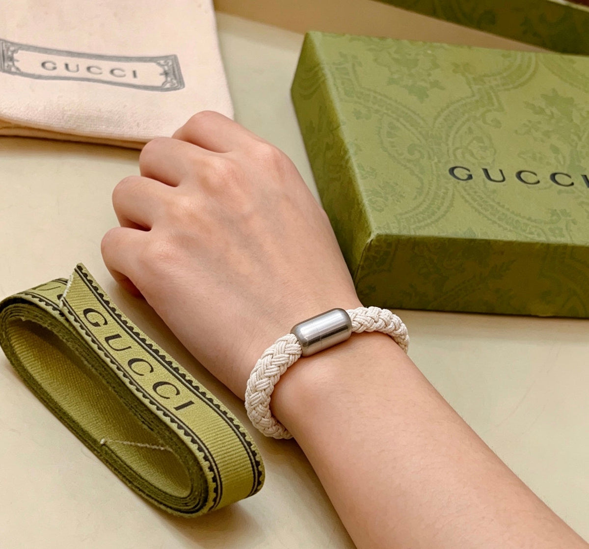 Martin Graham bangle in polished metal-tone – styled product view