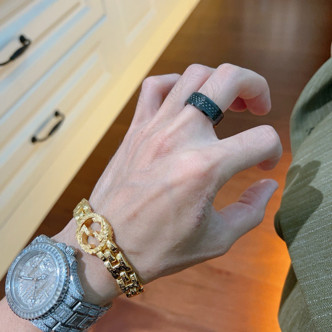 Martin Graham ring in polished metal-tone – styled product view
