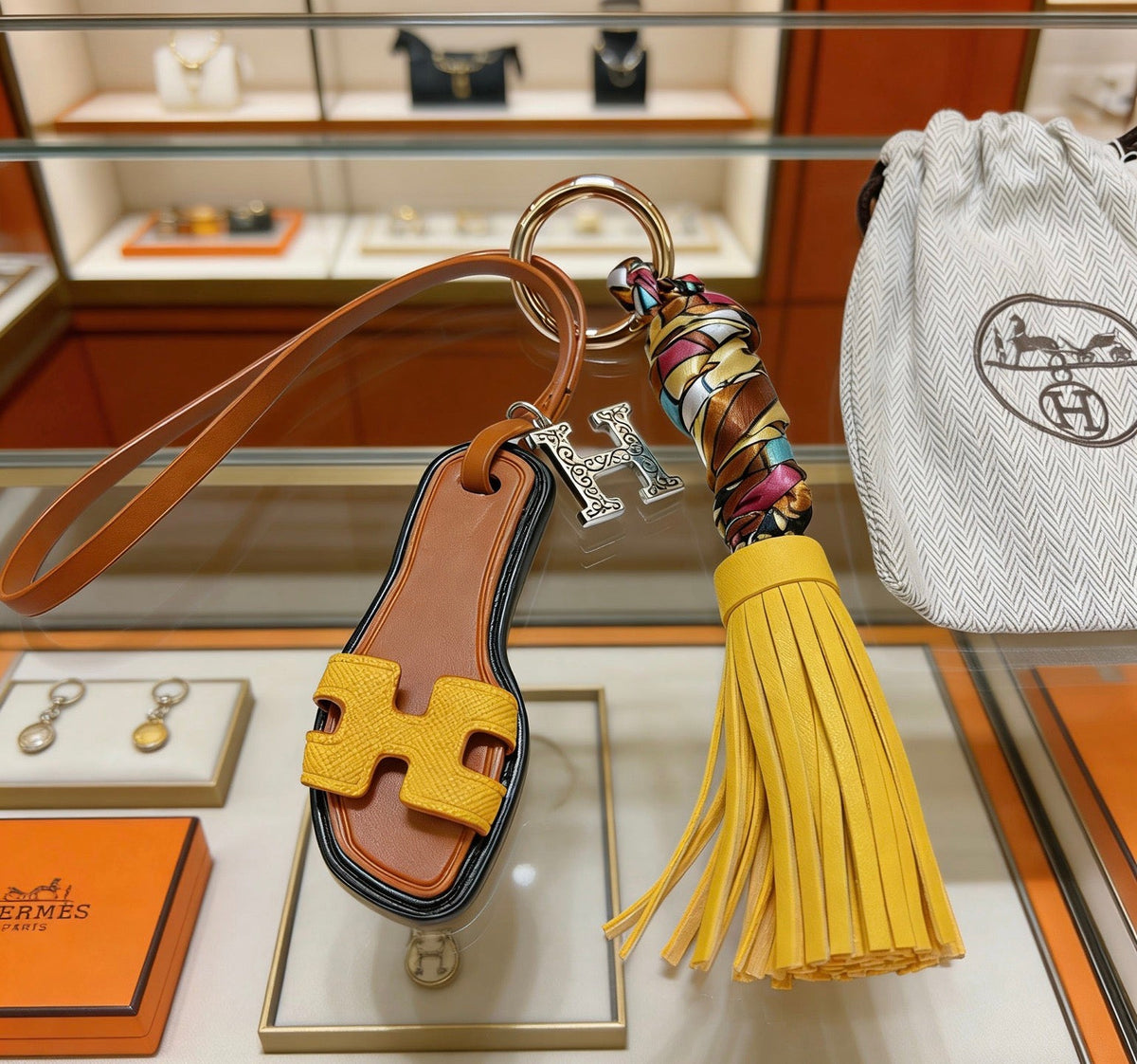 Martin Graham keychain in polished metal-tone – styled product view