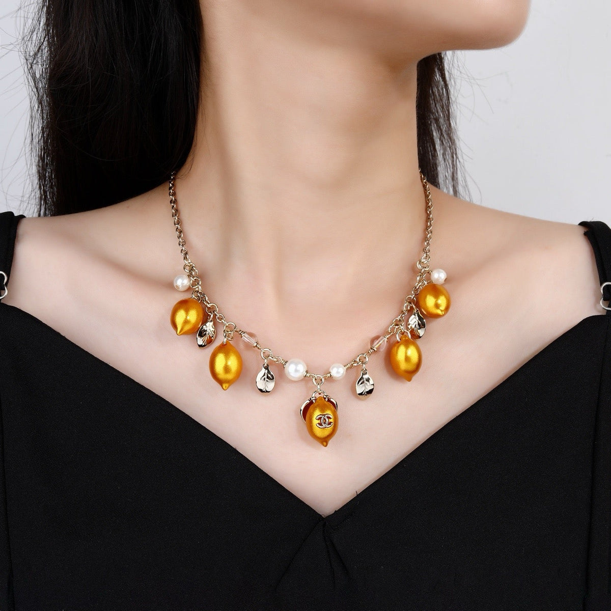 Martin Graham pendant necklace in polished metal-tone – front product view