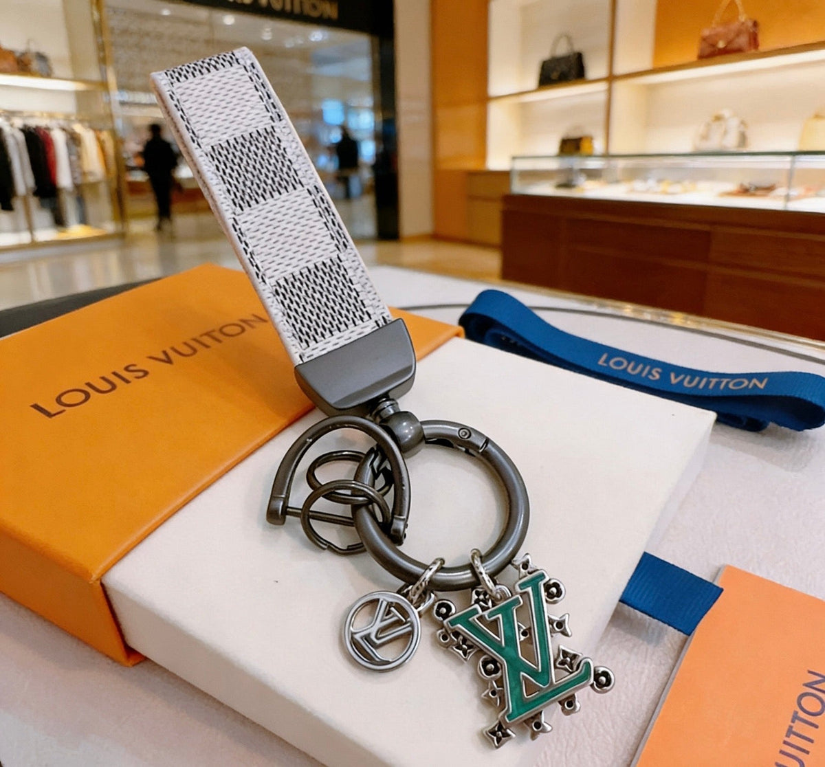 Martin Graham keychain in polished metal-tone – styled product view