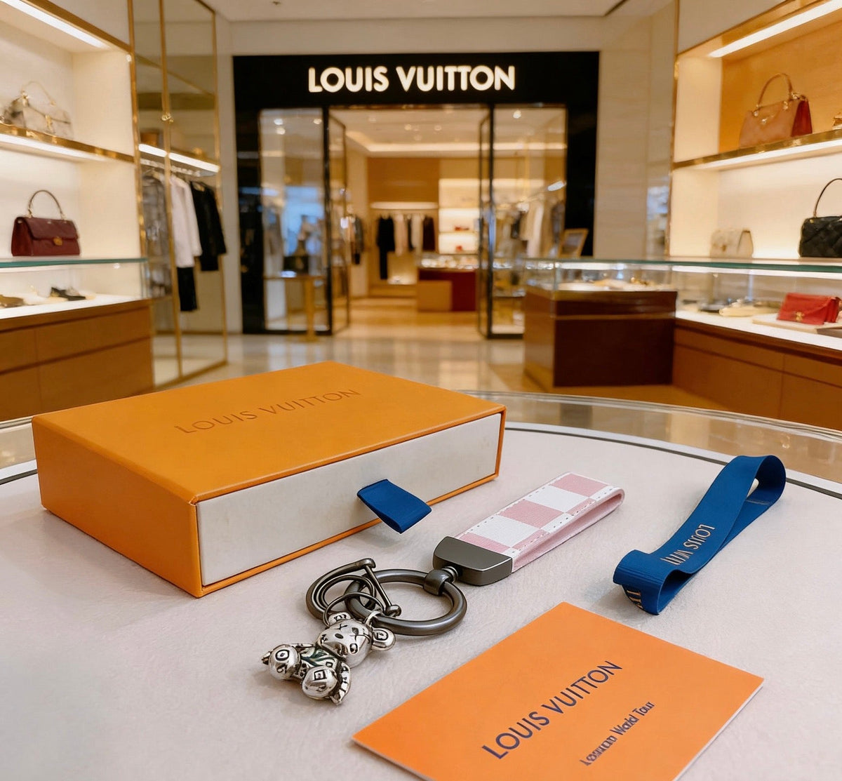 Martin Graham keychain in polished metal-tone – styled product view