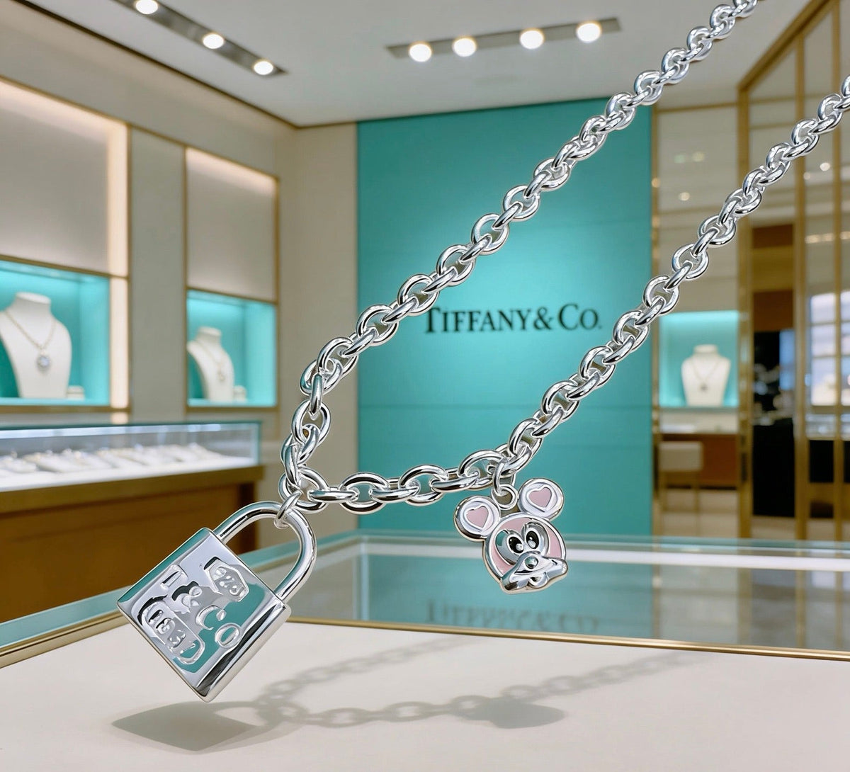 Martin Graham pendant necklace in polished metal-tone – front product view