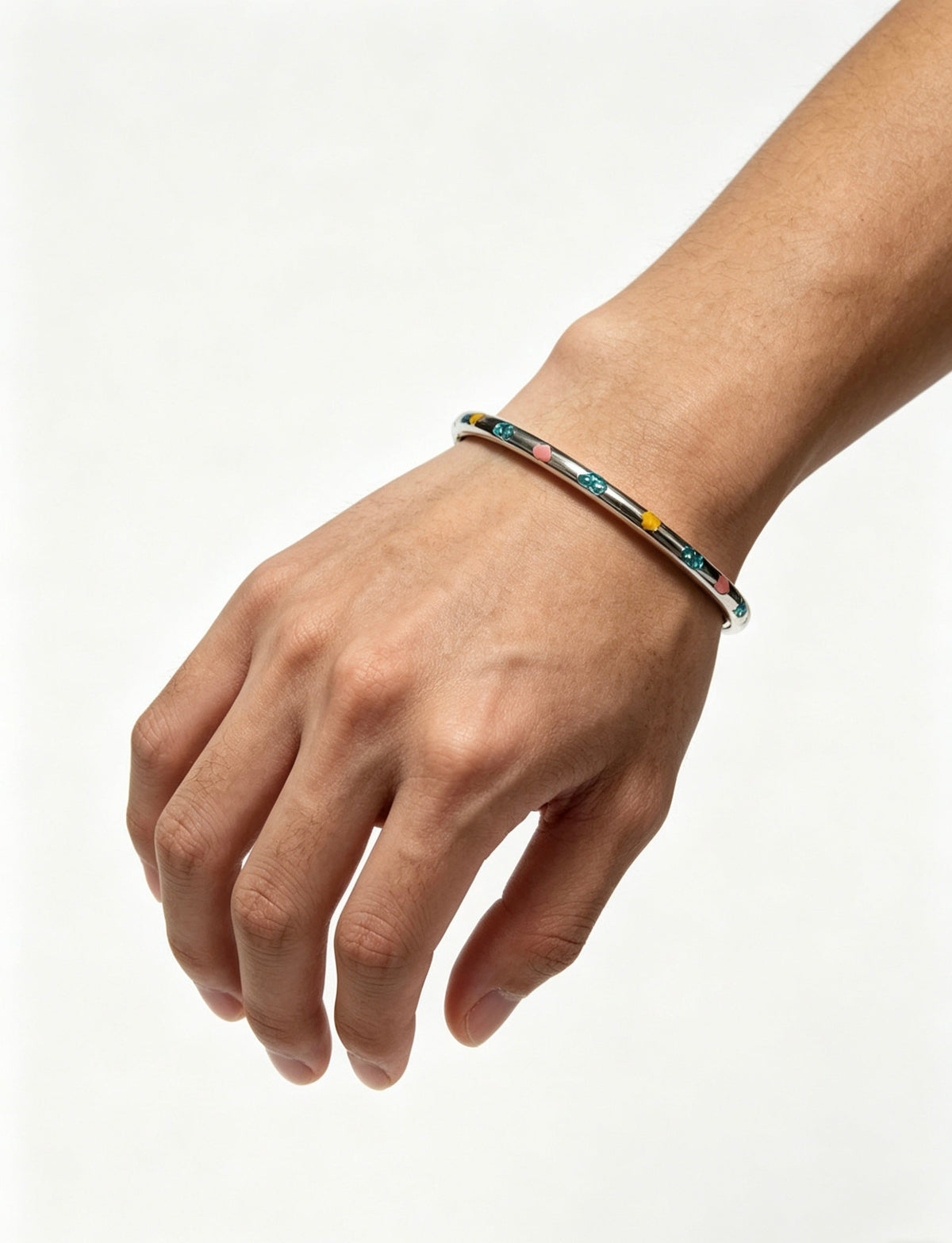 Martin Graham bangle in polished metal-tone – close-up detail