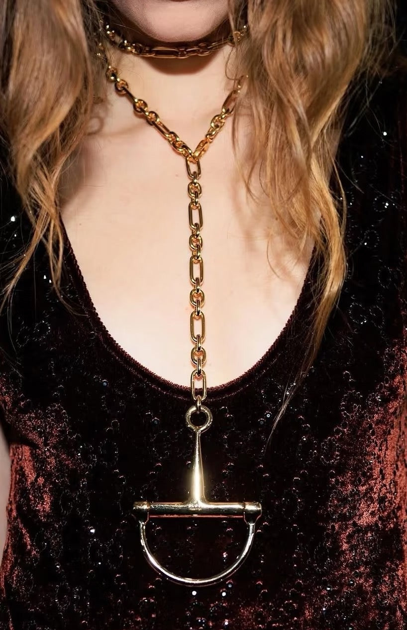 Martin Graham pendant necklace in polished metal-tone – detail view
