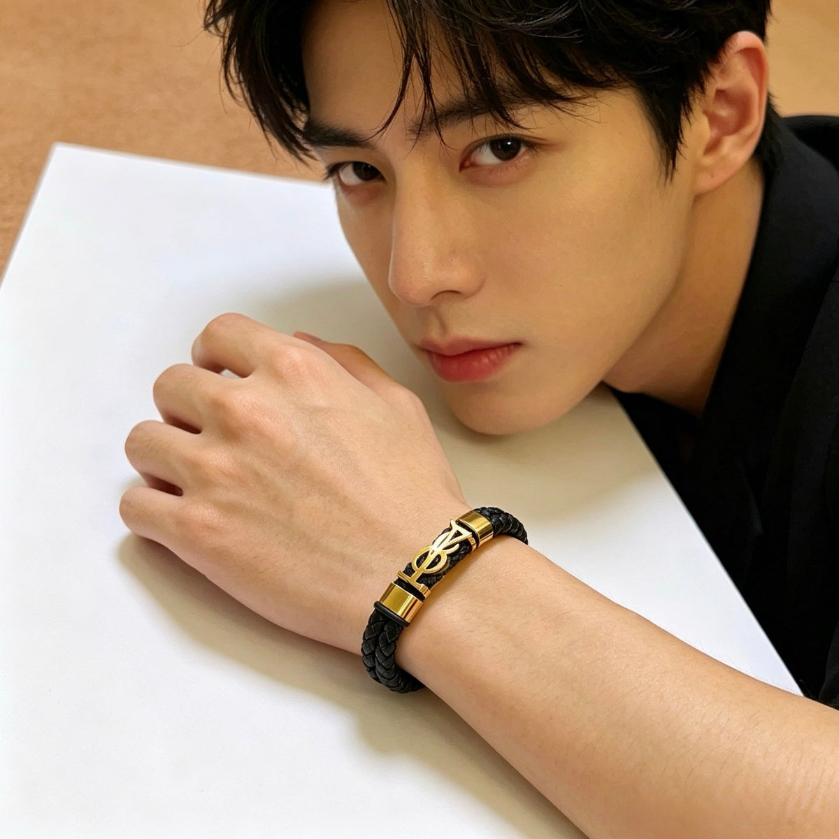 Martin Graham bangle in polished metal-tone – front product view