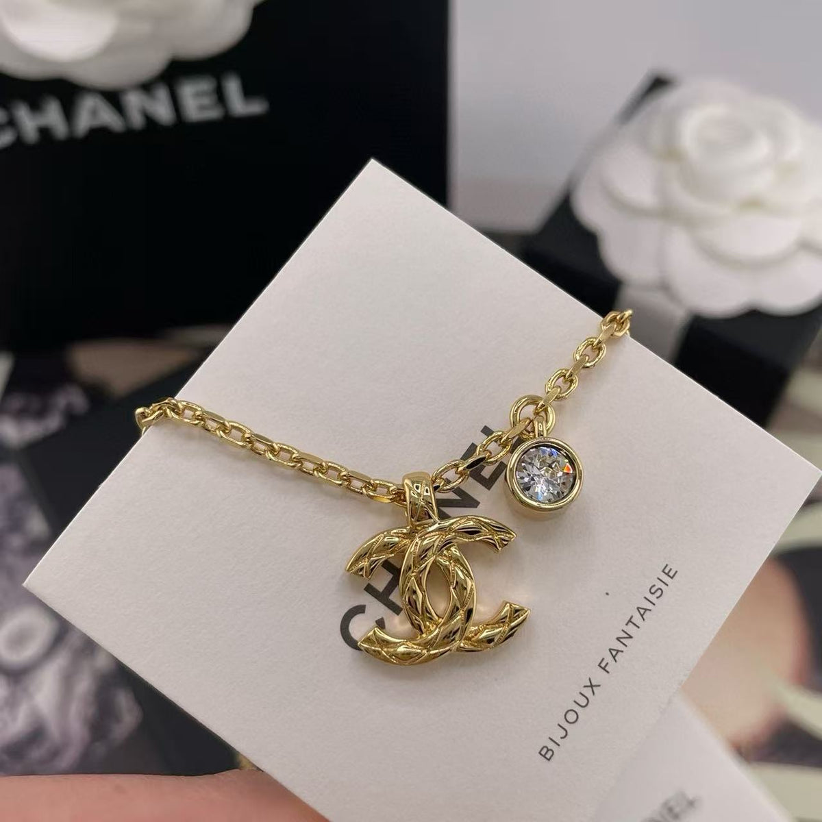 Martin Graham pendant necklace in polished metal-tone – front product view
