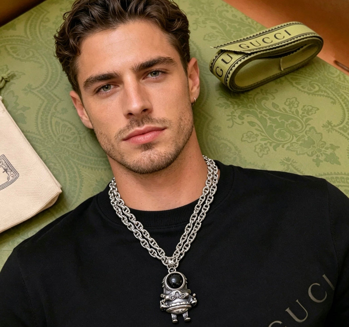 Martin Graham pendant necklace in polished metal-tone – main product view