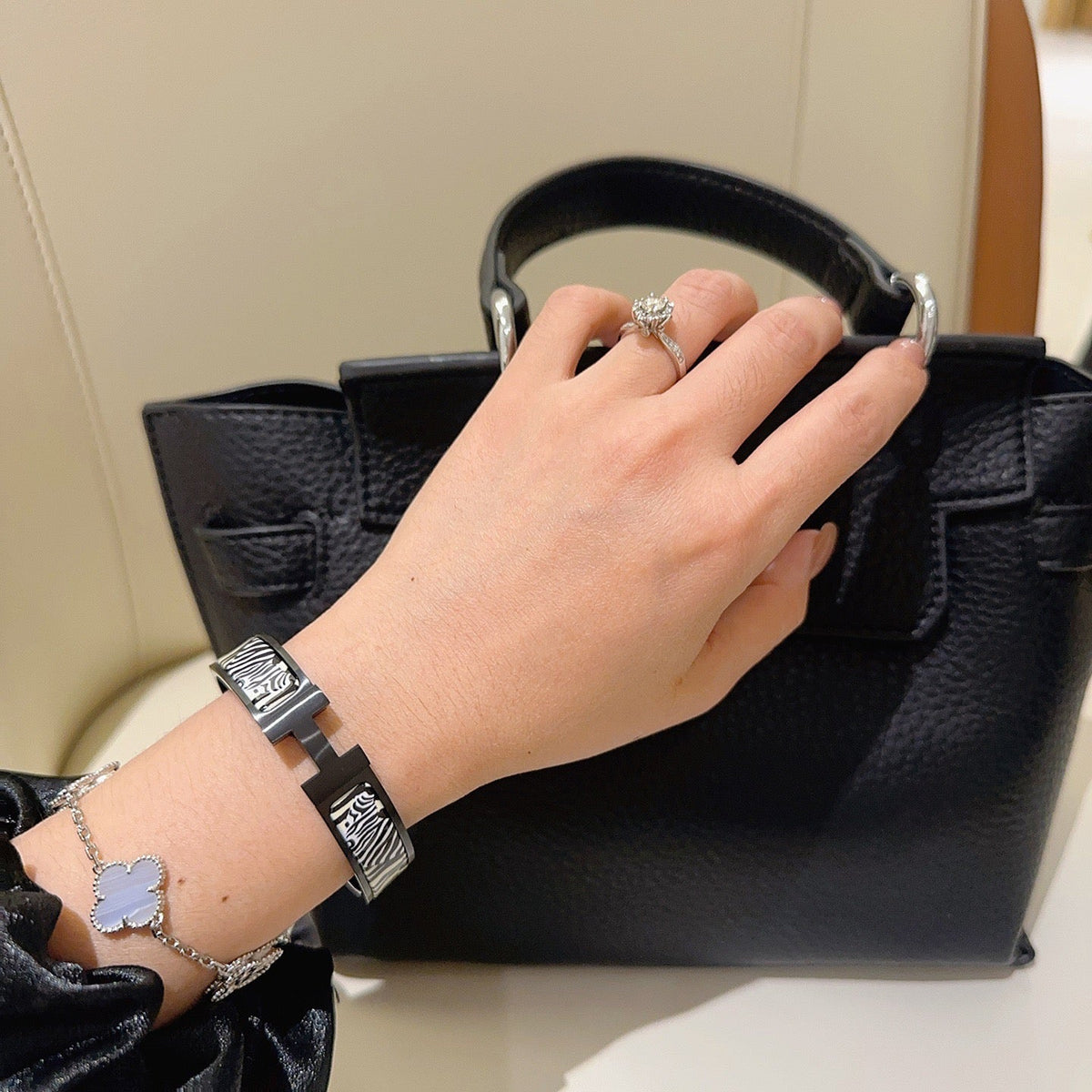 Martin Graham bangle in polished metal-tone – styled product view