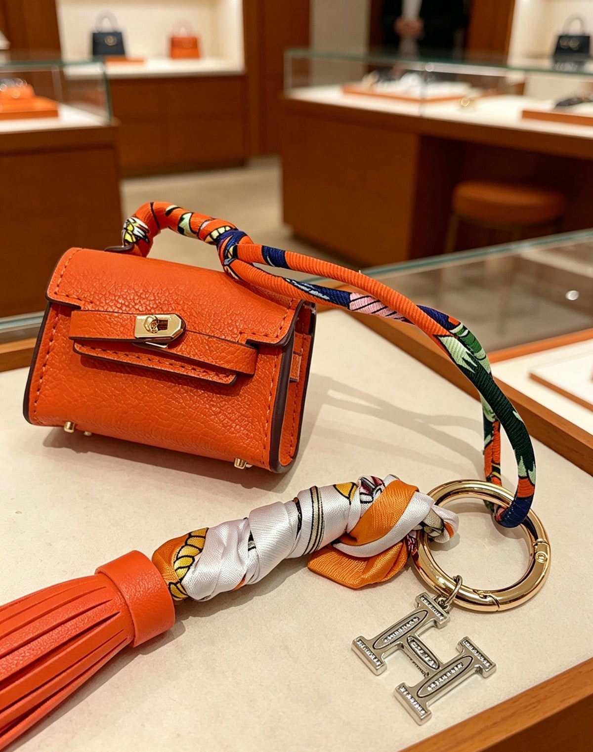 Martin Graham keychain in polished metal-tone – styled product view