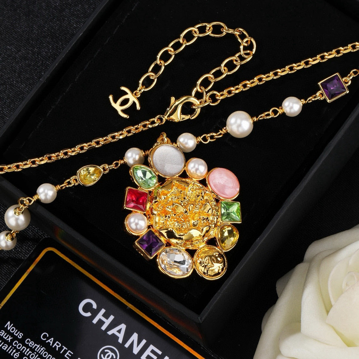 Martin Graham pendant necklace in polished metal-tone – styled product view