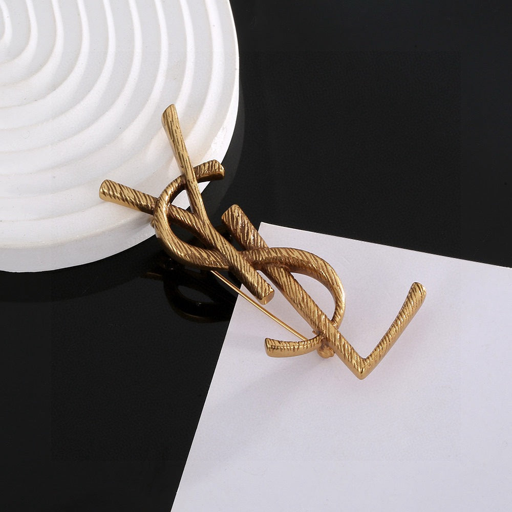 Martin Graham brooch in polished metal-tone – styled product view