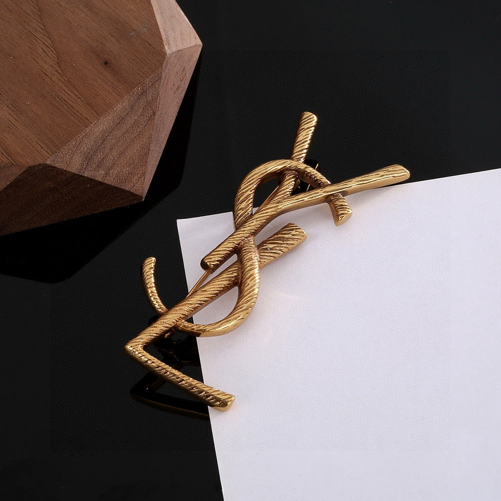 Martin Graham brooch in polished metal-tone – front product view