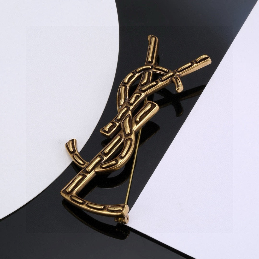 Martin Graham brooch in polished metal-tone – styled product view