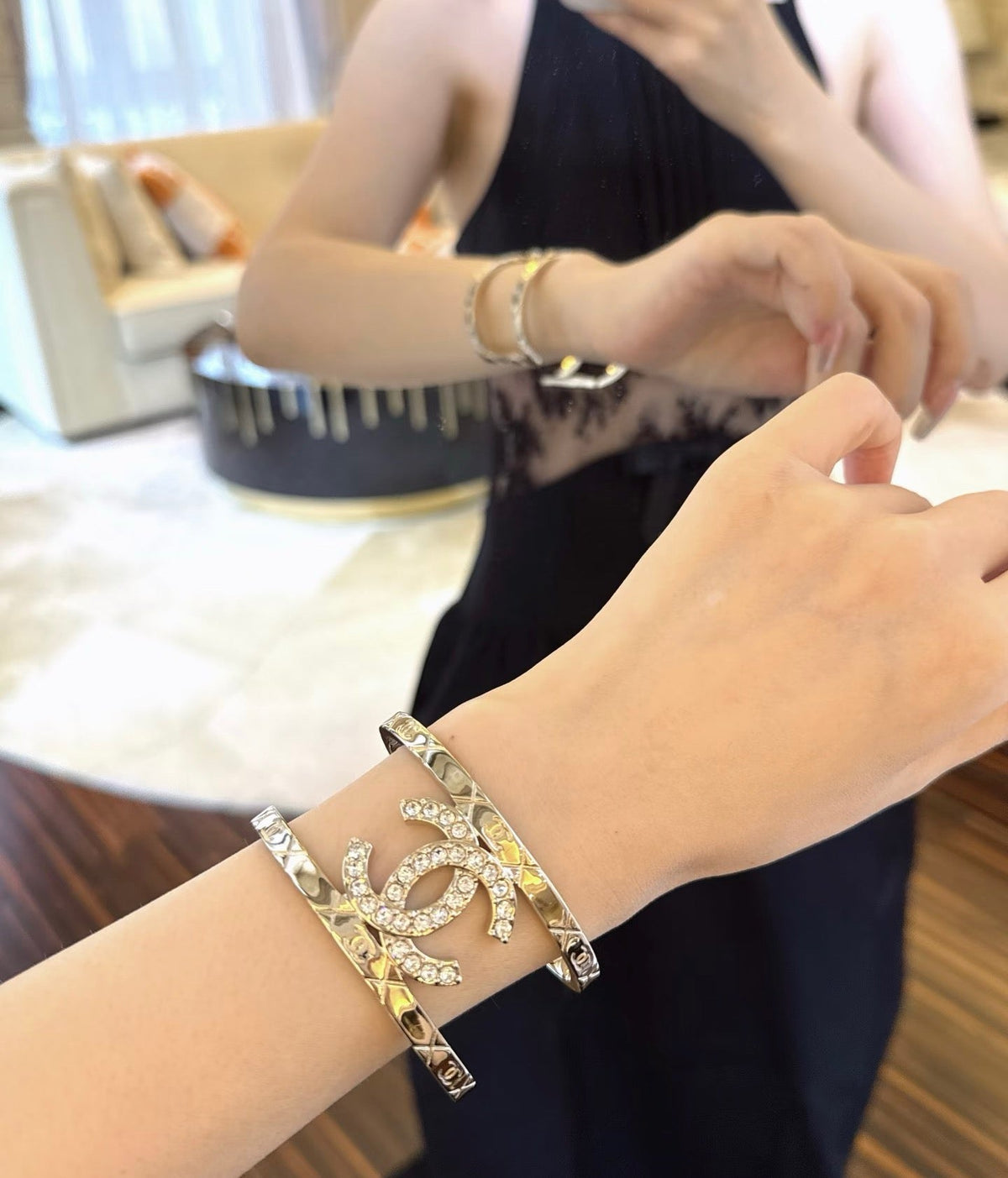 Martin Graham bangle in polished metal-tone – front product view