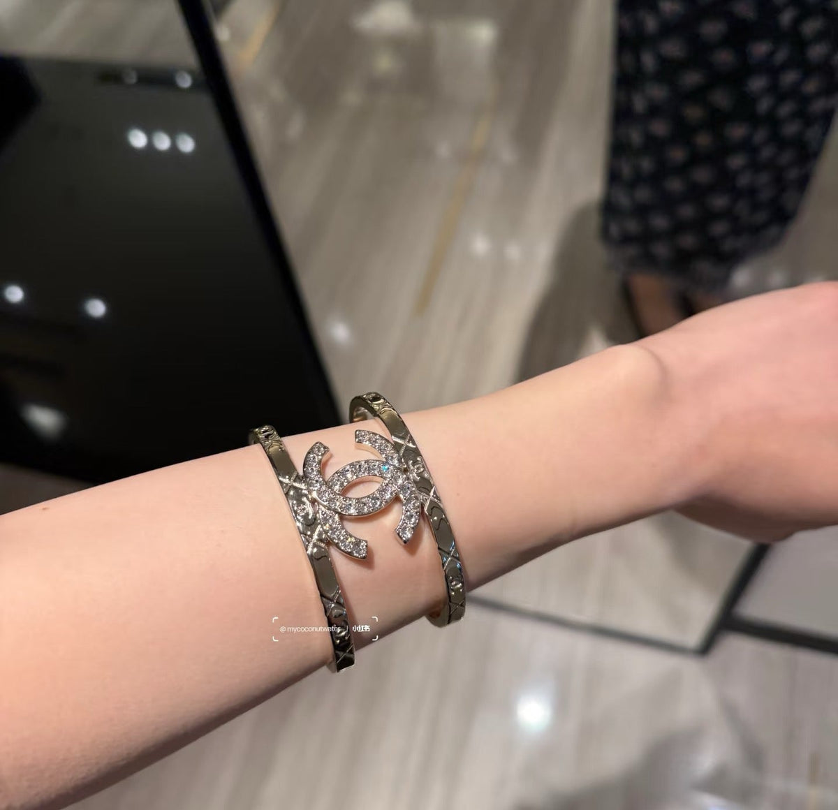Martin Graham bangle in polished metal-tone – styled product view