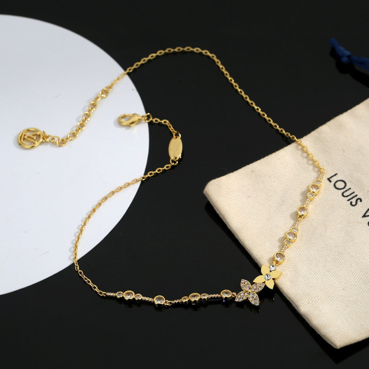 Martin Graham pendant necklace in polished metal-tone – styled product view