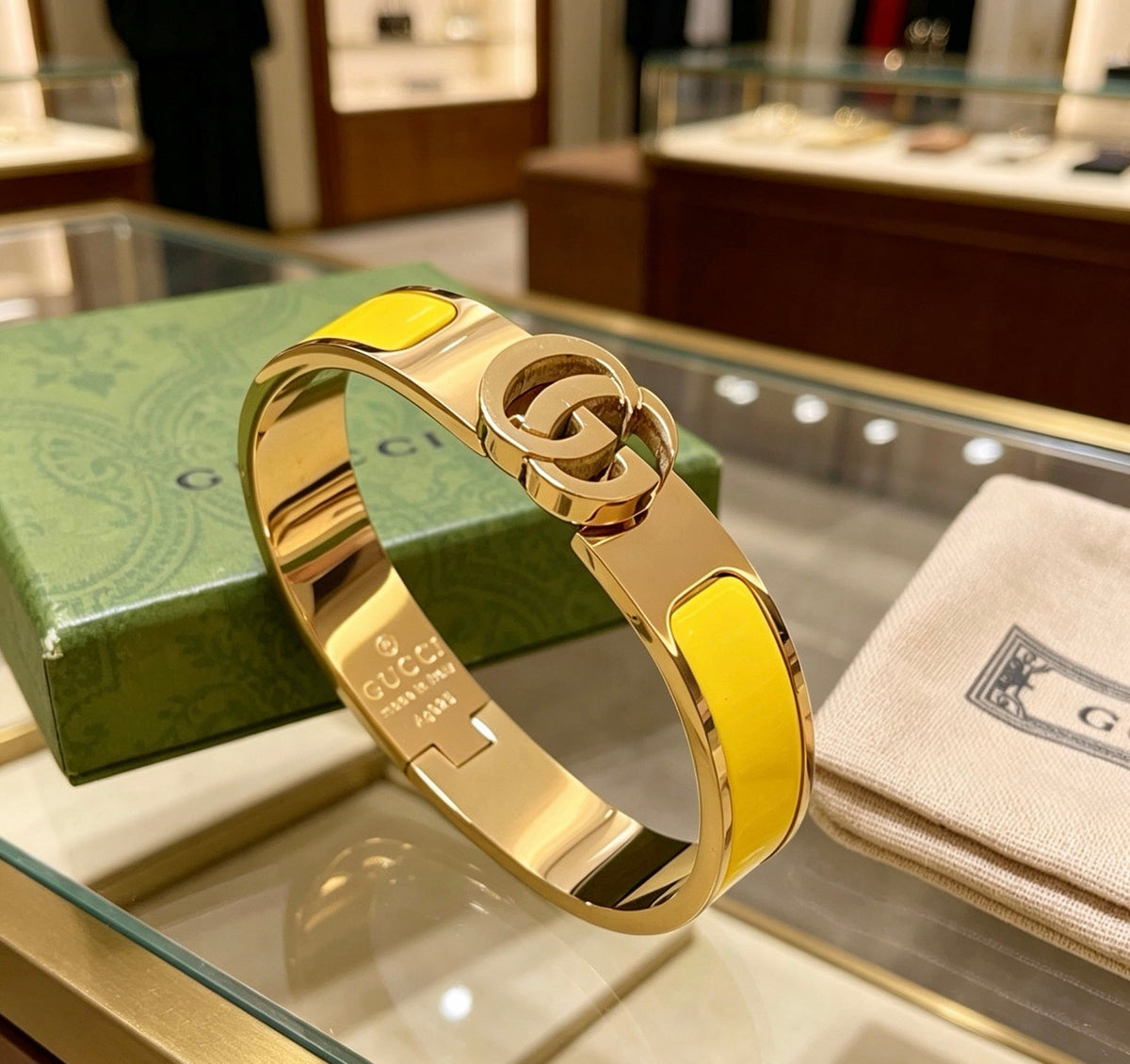 Martin Graham bangle in polished metal-tone – styled product view
