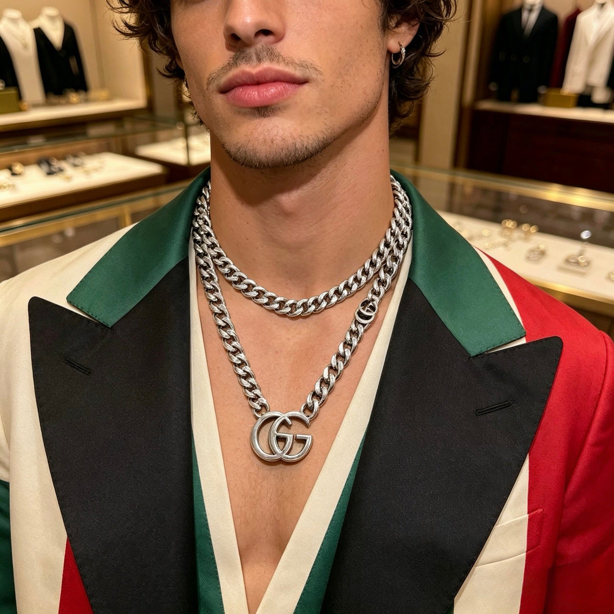 Martin Graham pendant necklace in polished metal-tone – styled product view