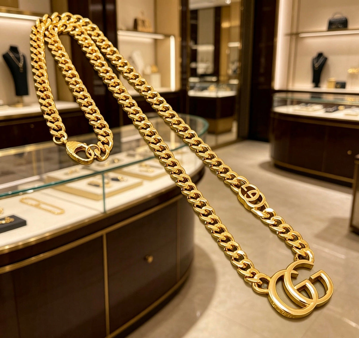 Martin Graham pendant necklace in polished metal-tone – detail view