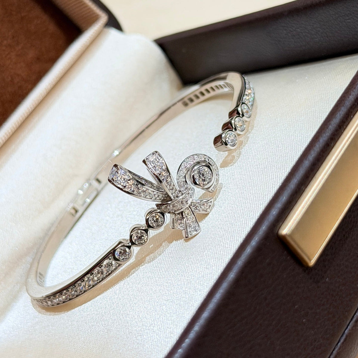 Martin Graham bangle in polished metal-tone – styled product view