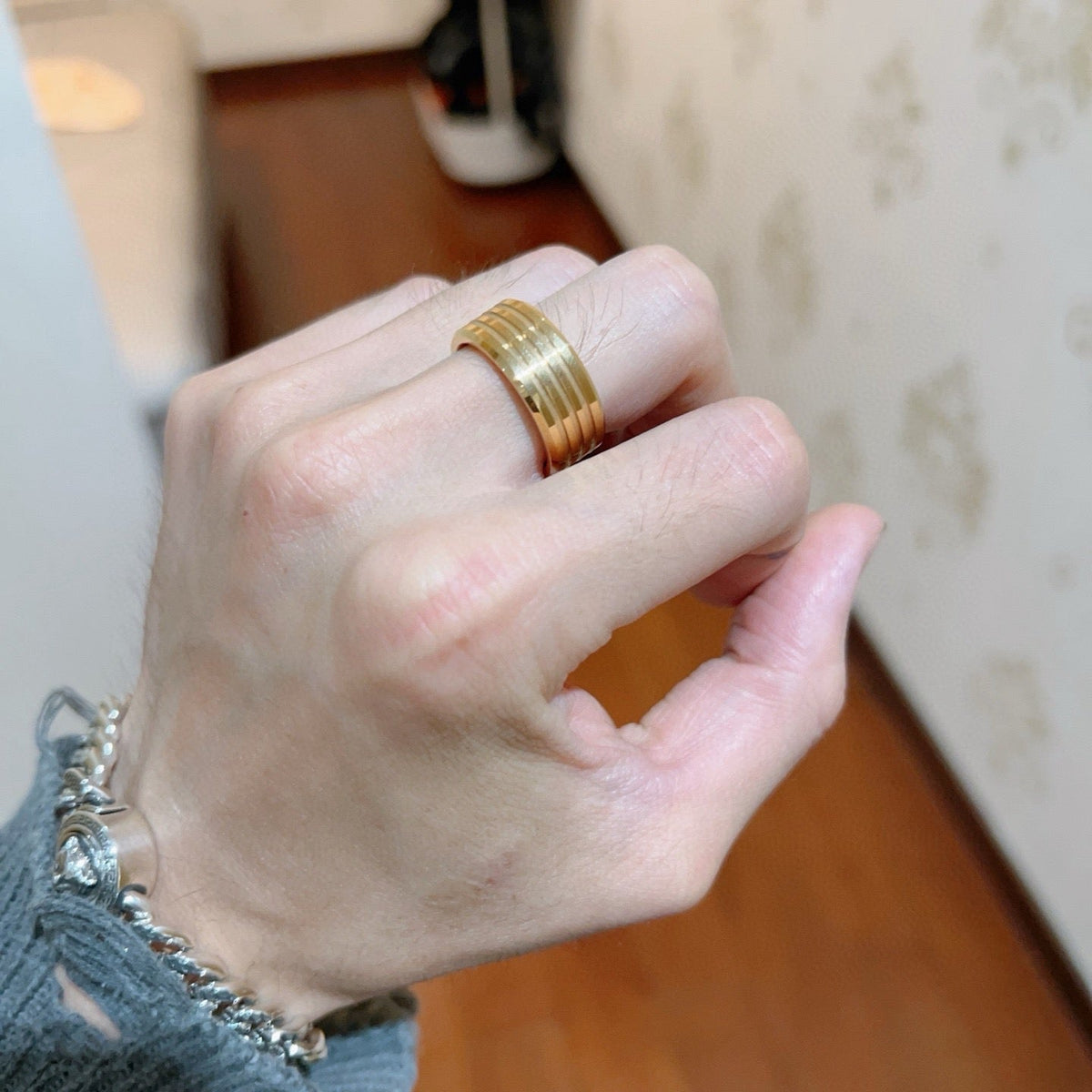 Martin Graham ring in polished metal-tone – styled product view