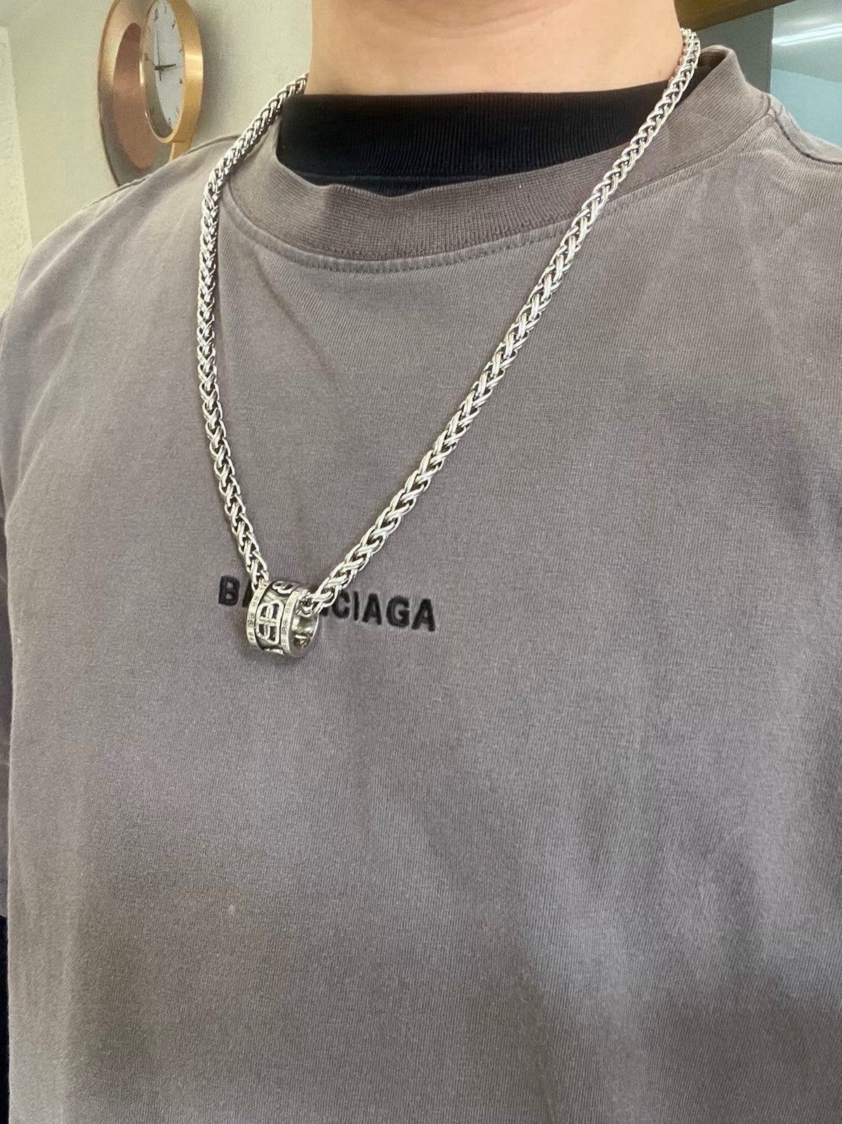 Martin Graham pendant necklace in polished metal-tone – detail view