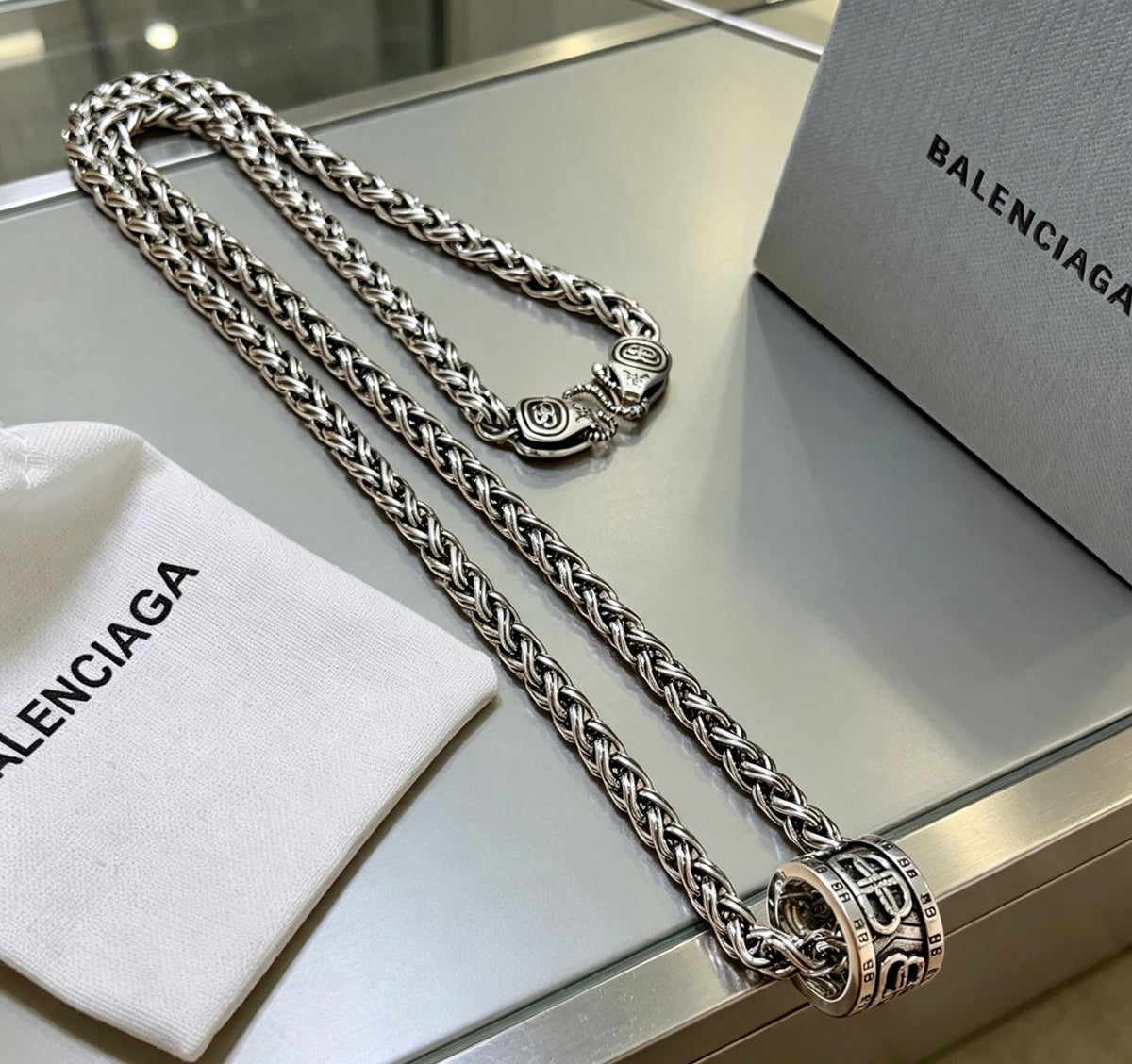 Martin Graham pendant necklace in polished metal-tone – front product view