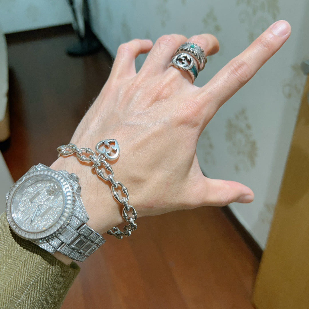 Martin Graham bracelet in polished metal-tone – styled product view