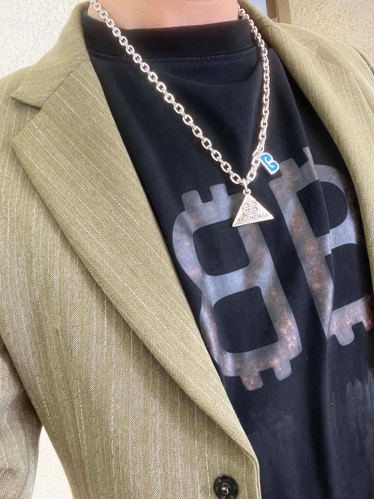 Martin Graham pendant necklace in polished metal-tone – styled product view
