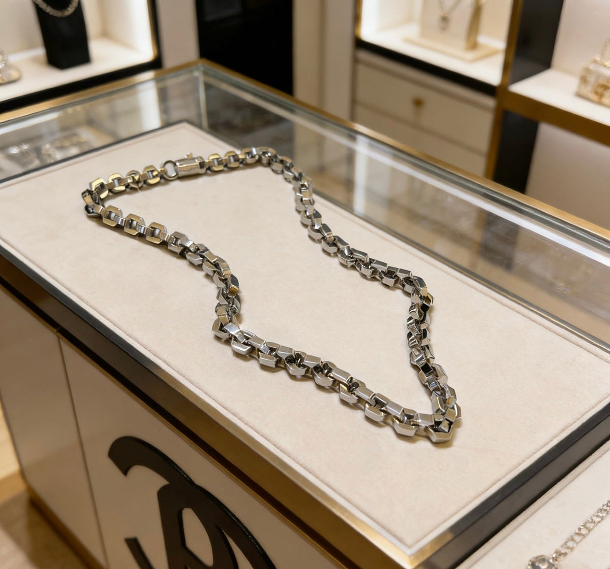 Martin Graham pendant necklace in polished metal-tone – front product view