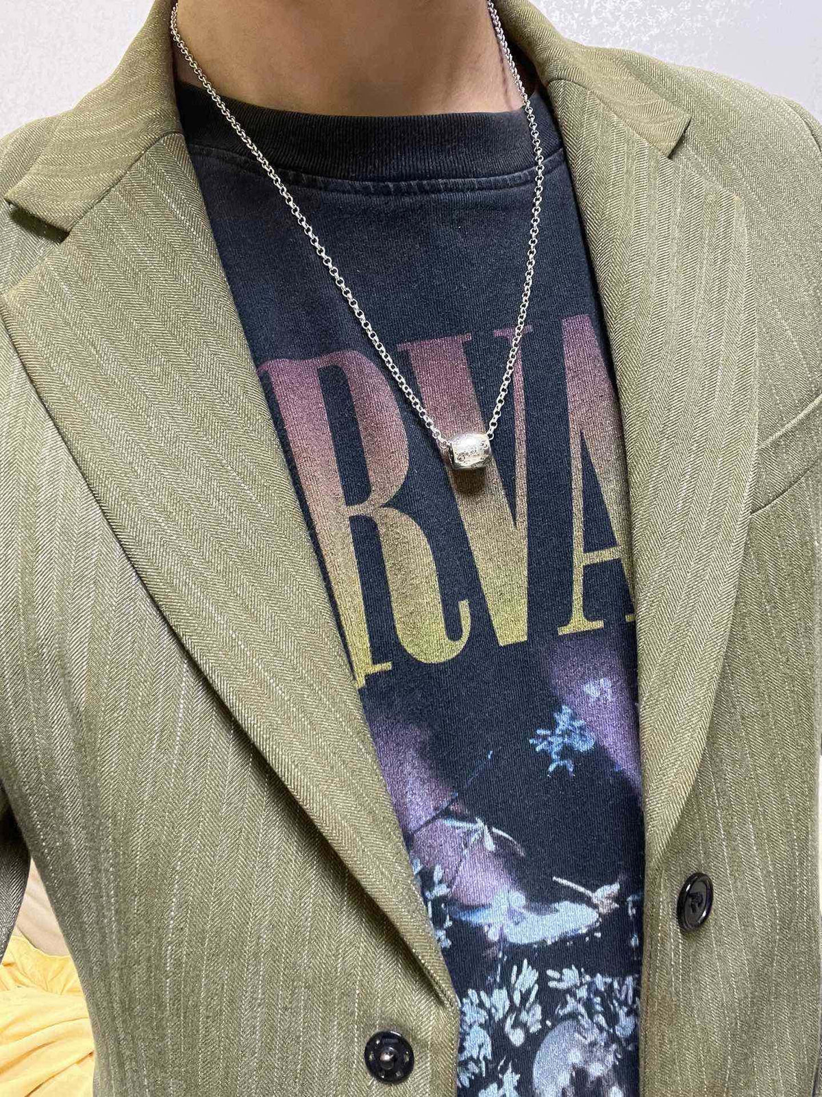 Martin Graham pendant necklace in polished metal-tone – detail view